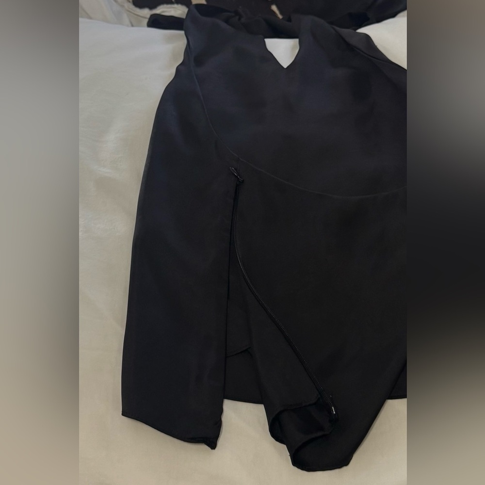 Zara Black Satin Halter Tie Top - Picture 4 of 7